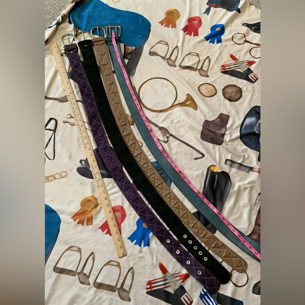 Tailored sportsman belts sold individually. large blue, purple, tan, dk green